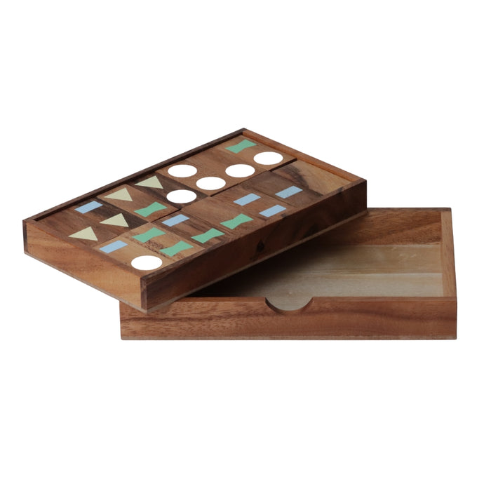 DOMINOES with Geometric Shapes | Monkeypod Wood | incl Box
