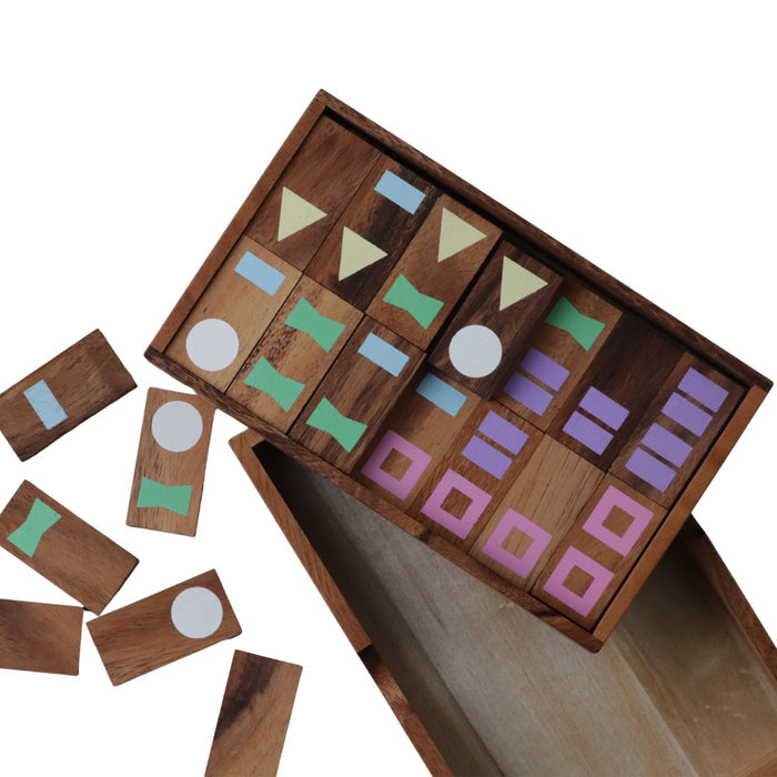 DOMINOES with Geometric Shapes | Monkeypod Wood | incl Box
