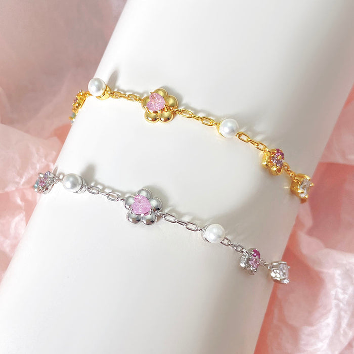 Dorota | Silver Sculptural Bracelet with Pearls Ends