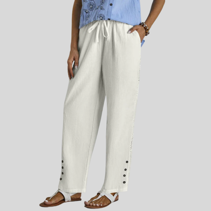 Eeva - Relaxed Button-Detail Trousers
