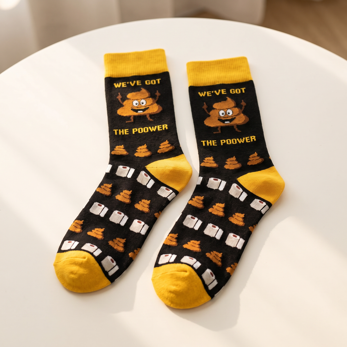 Animal-print cotton mid-calf socks laid flat on an off-white backdrop