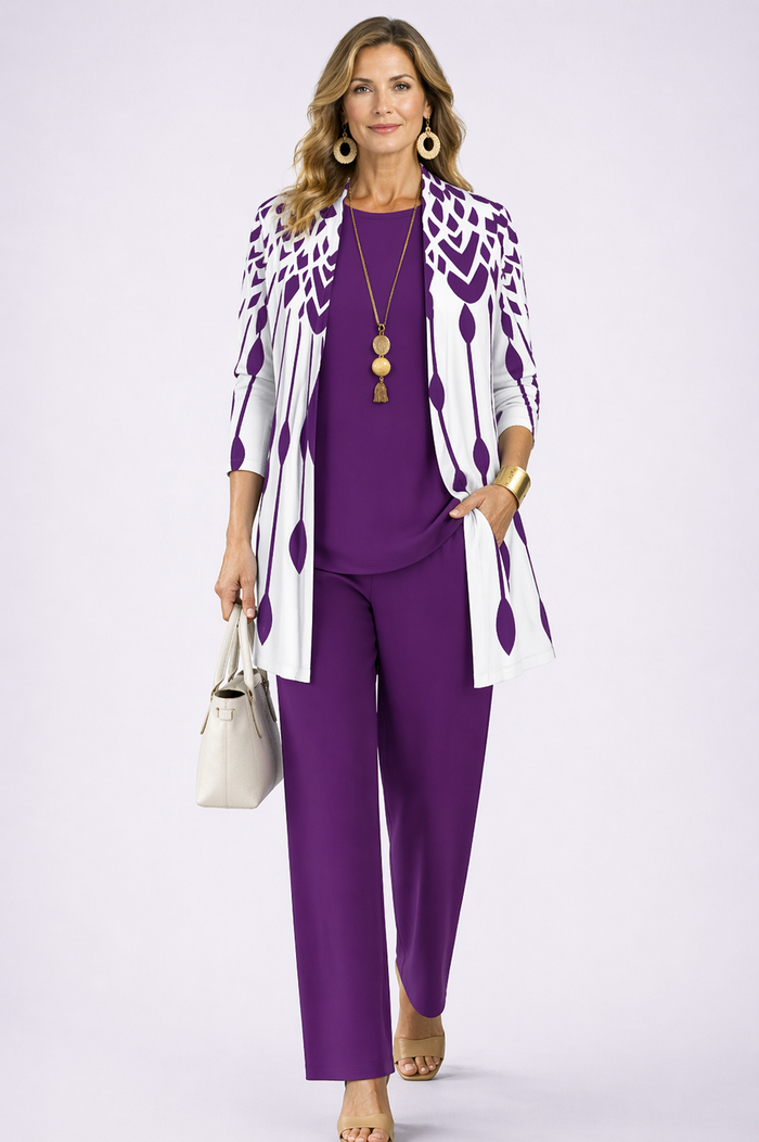 Elaine | Purple Floral Three-Piece Set