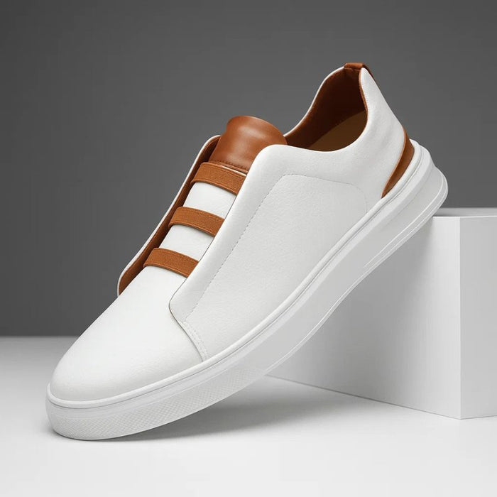 Elastic Leather Slip-On Sneakers