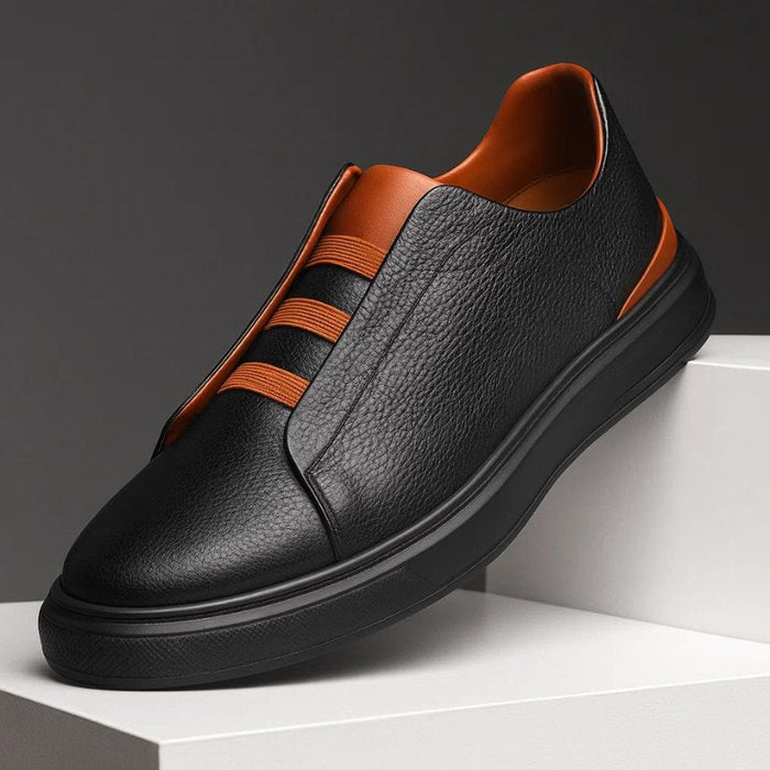 Elastic Leather Slip-On Sneakers