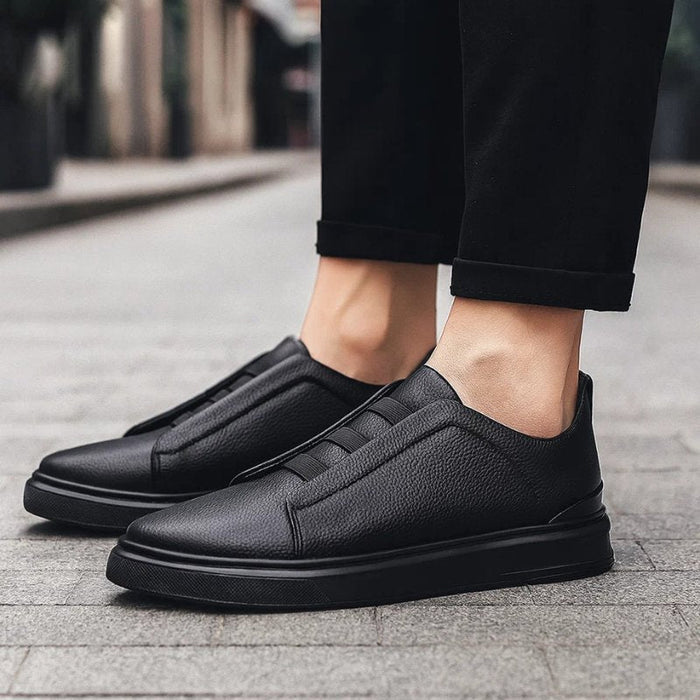 Elastic Leather Slip-On Sneakers