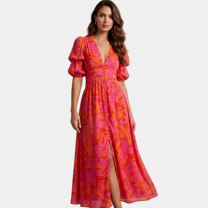 Elena | With Neckline Deep Maxi Dress