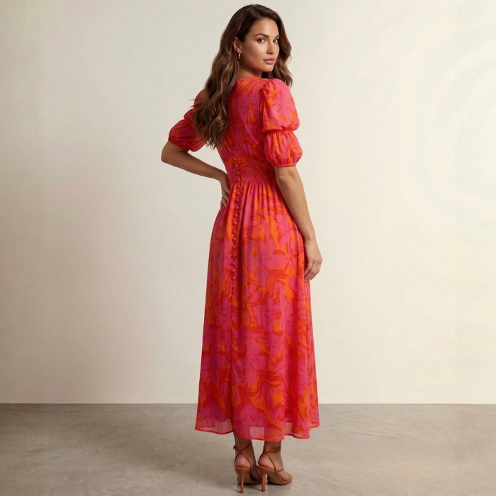 Elena | With Neckline Deep Maxi Dress
