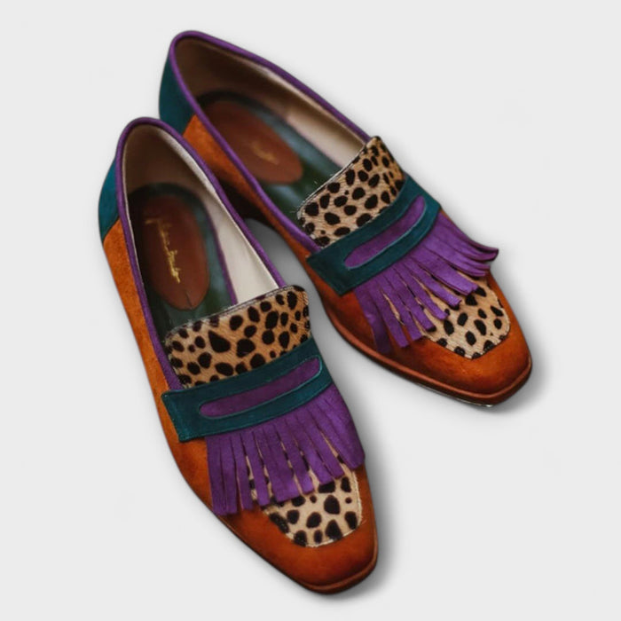Eleni | Loafers Brown with Printed Leopard Print