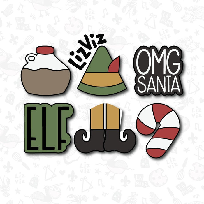 Elf Mini Cookie Cutters. Mini set of 6 cookie cutters. With Stamp Option. 2 inches tall.