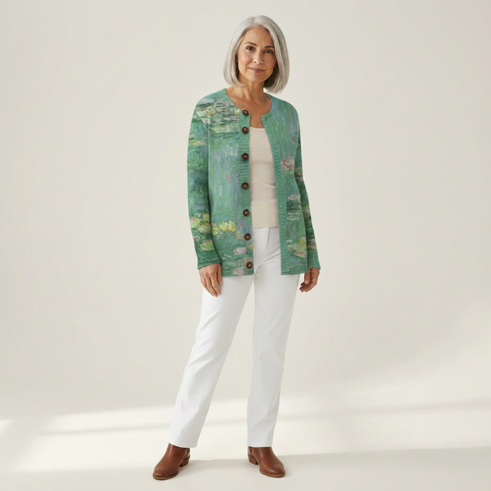 Elina - Water Lily Cardigan in Green