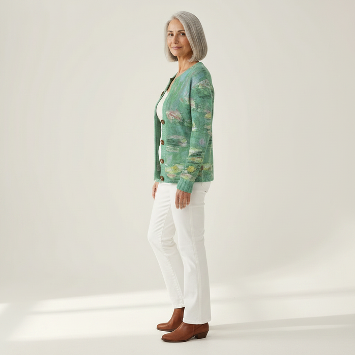 Elina - Water Lily Cardigan in Green