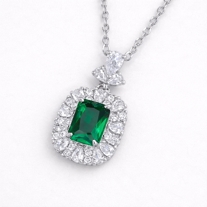Elina | Silver Pendant with Emeralds Crown