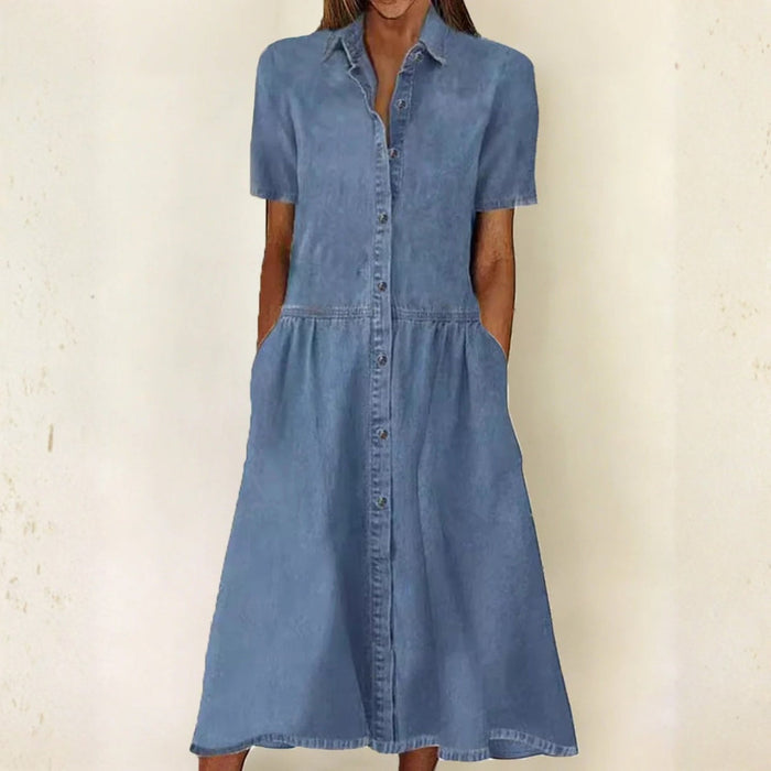 Elsa - Short-Sleeve Denim Dress