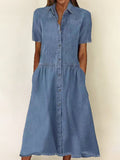 Elsa - Short-Sleeve Denim Dress