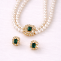 Elvira | Pearls Necklace with Emerald Elements