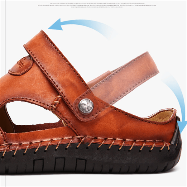 Embossed Leather Closed-Toe Sandals
