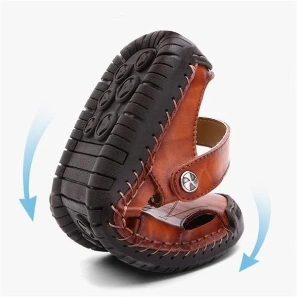 Embossed Leather Closed-Toe Sandals