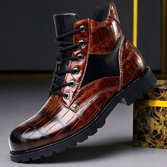 Embossed Leather Urban Boots