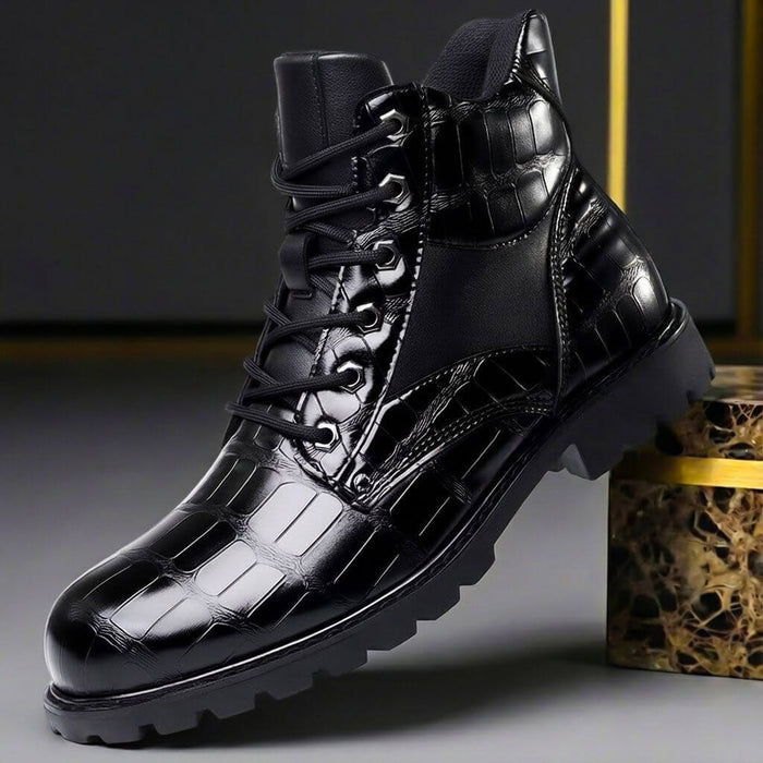 Embossed Leather Urban Boots