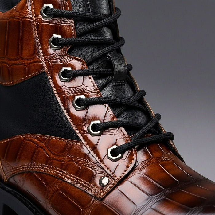 Embossed Leather Urban Boots