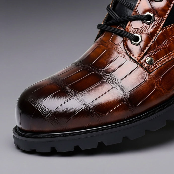 Embossed Leather Urban Boots