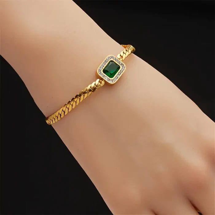 Emilia | Gold-Plated Emerald Bracelets