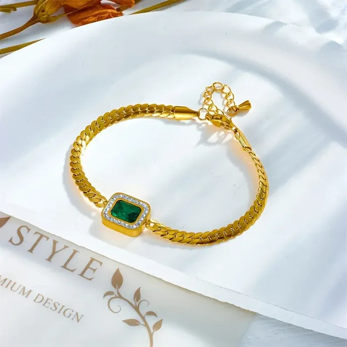 Emilia | Gold-Plated Emerald Bracelets