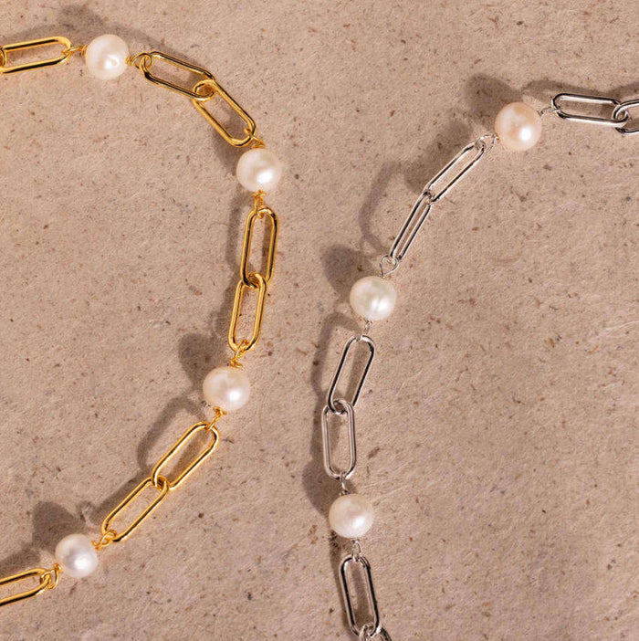 Emilie | Silver Pearls Bracelet with Hook Clasp