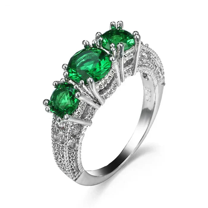 Emilie | Silver Ring with Green Stone
