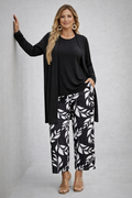 Eponine | Monochrome Leaf-Print Three-Piece Set
