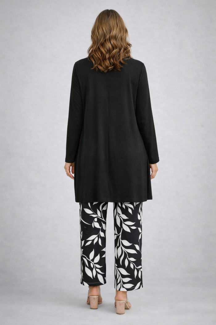 Eponine | Monochrome Leaf-Print Three-Piece Set