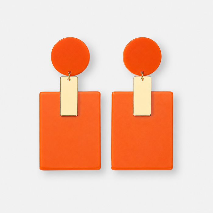 Eva | Geometric Coral Earrings