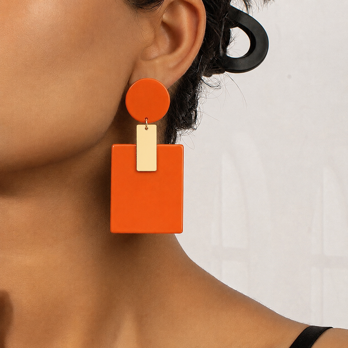 Eva | Geometric Coral Earrings