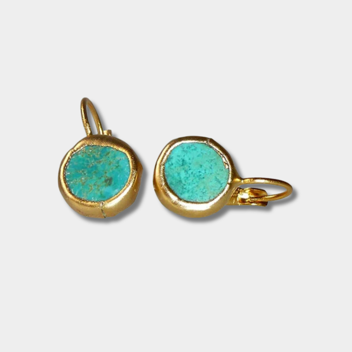 Eva | Gold-Plated Earrings with Turquoise Stone