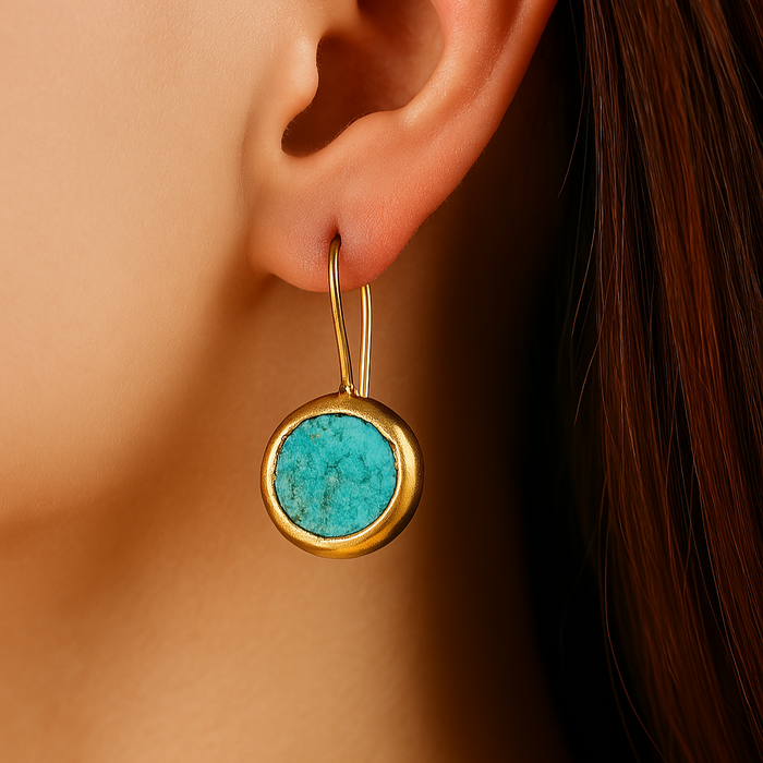 Eva | Gold-Plated Earrings with Turquoise Stone