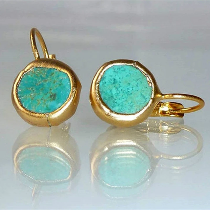 Eva | Gold-Plated Earrings with Turquoise Stone