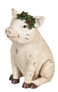 Evergreen - Pig with Wreath Tabletop Decor