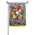 Evergreen- Easter bunny gnome ride garden flag
