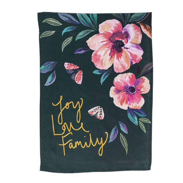 Evergreen- Joy Love Family Suede Flag