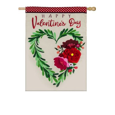 Evergreen | House Flag Valentine’s Floral Heart Wreath