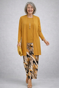 Faelina | Ochre Abstract Print Three-Piece Set