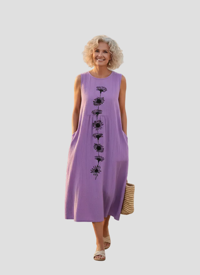 Fani | Midi Dress with Floral Purple