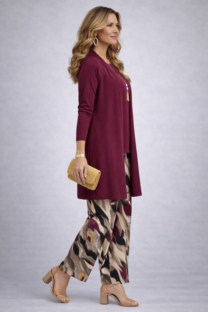 Fiamma | Berry Abstract Print Three-Piece Set
