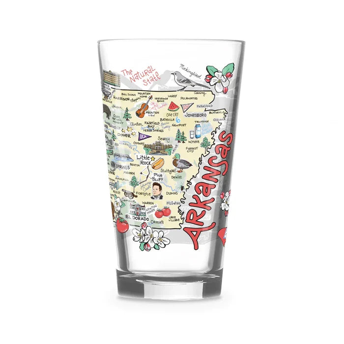 Fishkiss Arkansas 16oz glass