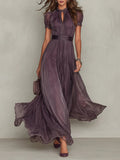 Flavia | Elegant Violeta with Neckline Lagrima and Lace Maxi Dress