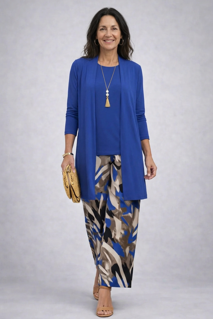 Fleurette | Cobalt Abstract Print Three-Piece Set