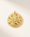 Leo zodiac pendant in gold-plated stainless steel