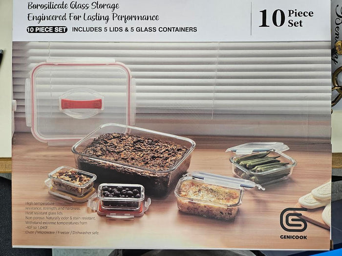 Genicook | 10 pc Rectangle Glass Containers