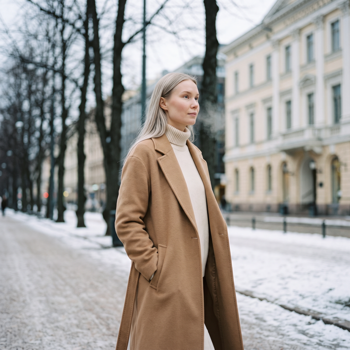 Georgia jumper worn on Esplanadi Helsinki in winter