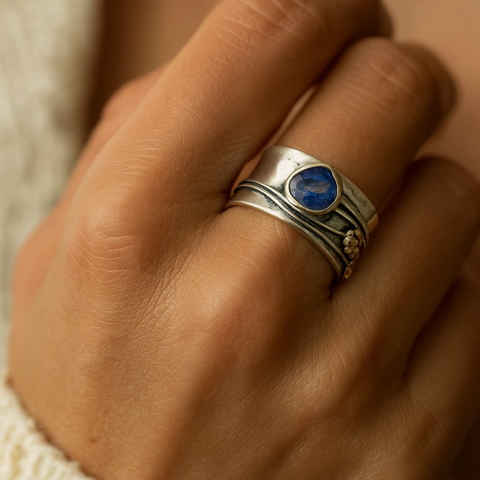 Gertrude | Meditation Ring with Precious Stones Czech